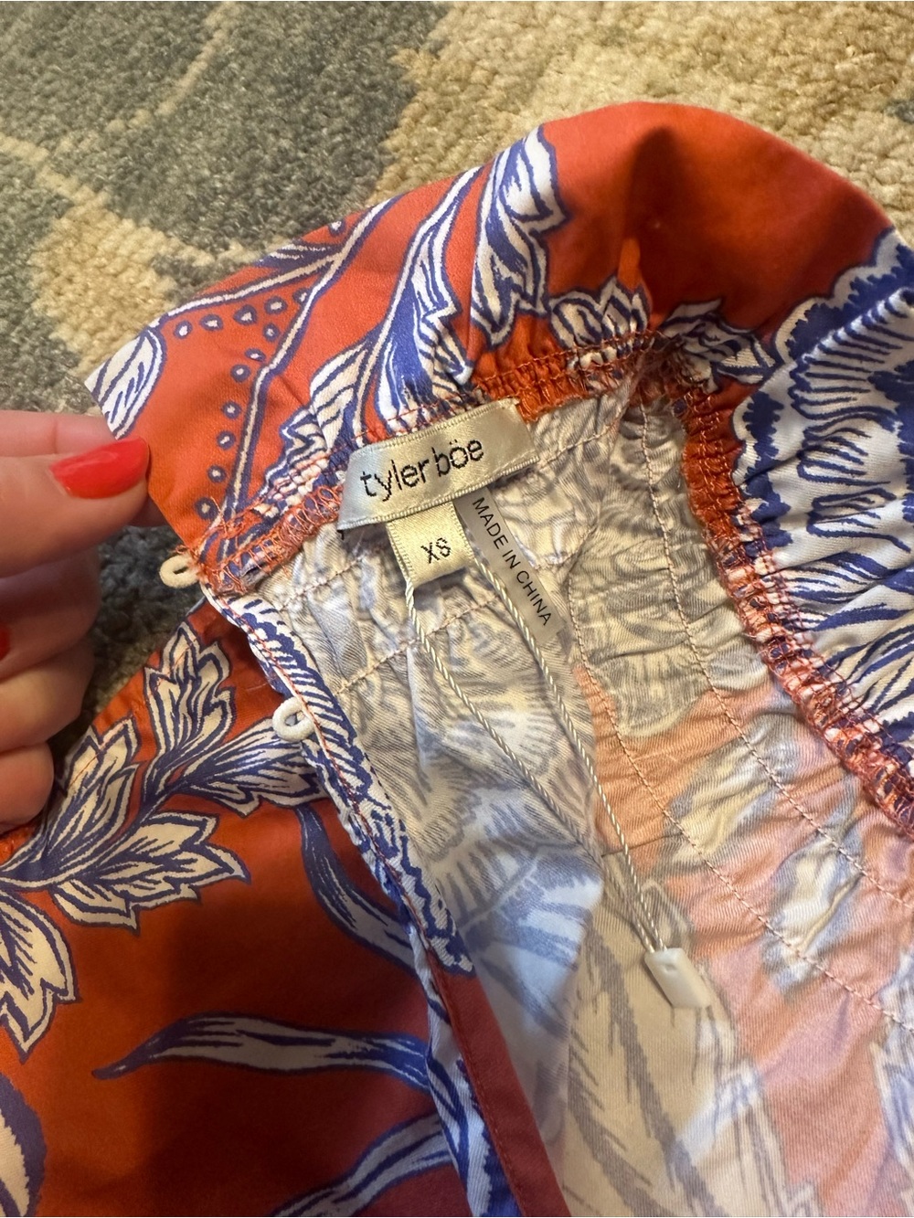 Tyler Bøe Orange & Blue Floral Top - XS